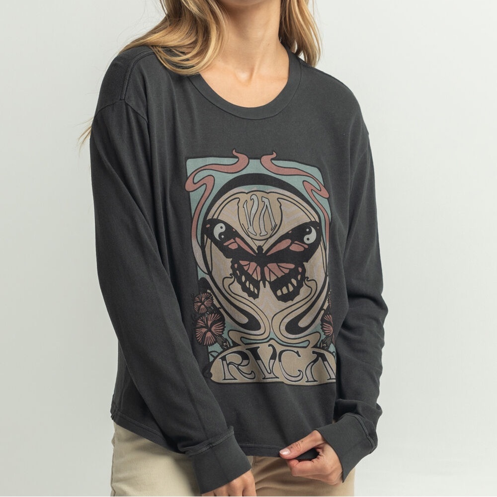 Tillys RVCA VA Womens Large Oversized Butterfly Design Long sleeved Tee